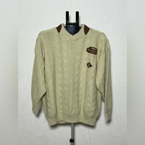 BEST MONTANA Cream Thick Cable Knit Sweater - size XL